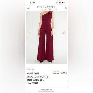 Riley Radar NWT Wine One Shoulder Jump suit